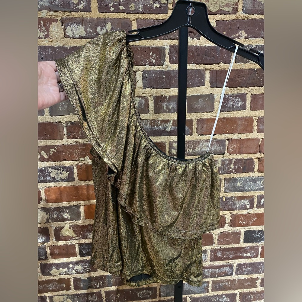 TCEC Metallic Gold One Shoulder top
